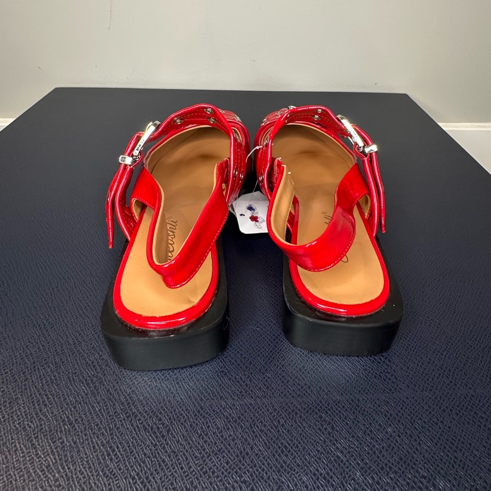 NWT Red Patent Leather Ballet Slingback Women's Shoes - Picture 4 of 7